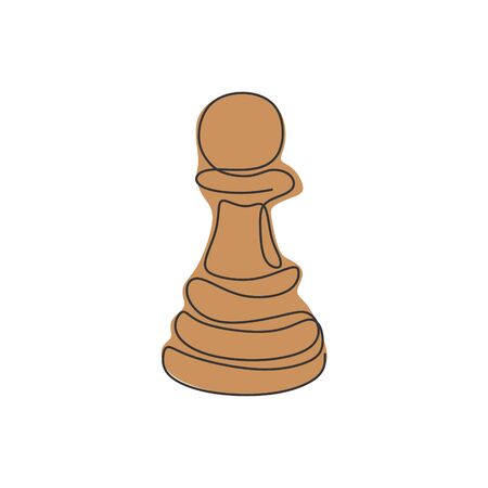Continuous one line drawing of chess pawn vector illustration. Minimalism design.のイラスト素材