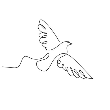 continuous one line drawing of swallow bird flying minimalismのイラスト素材