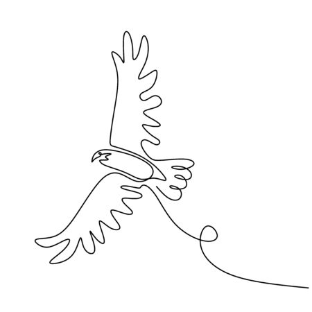 drawing eagle bird flying continuous one line vector illustration minimalism designのイラスト素材