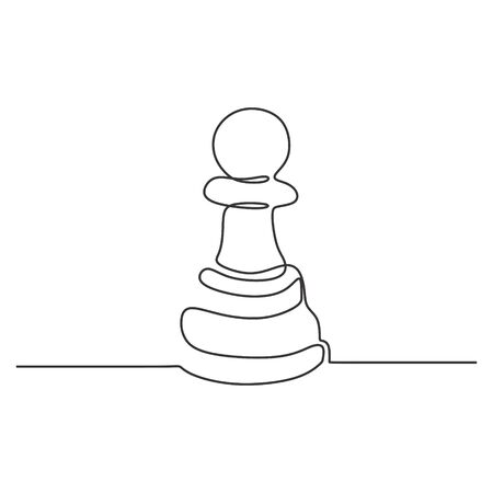 Continuous one line drawing of chess pawn vector illustration. Minimalism design.のイラスト素材