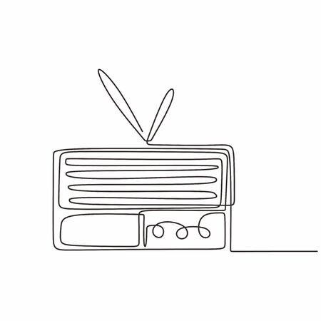 continuous line drawing Old radio music symbols of vintage 90s vector one lineart simplicity illustration minimalist designのイラスト素材