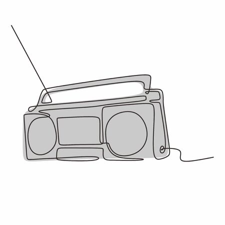 continuous line drawing Old radio vector one lineart simplicity illustration minimalist designのイラスト素材