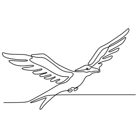 continuous line drawing of pigeon bird flying minimalismのイラスト素材