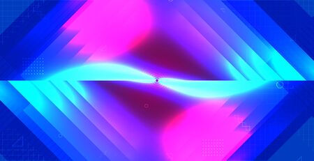 Neon light abstract geometric background. Futuristic neo 80s style design. Vector .のイラスト素材