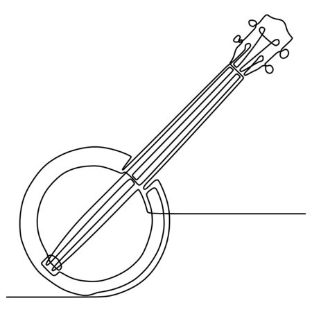 continuous line drawing banjo music instrument vector illustration minimalist designのイラスト素材