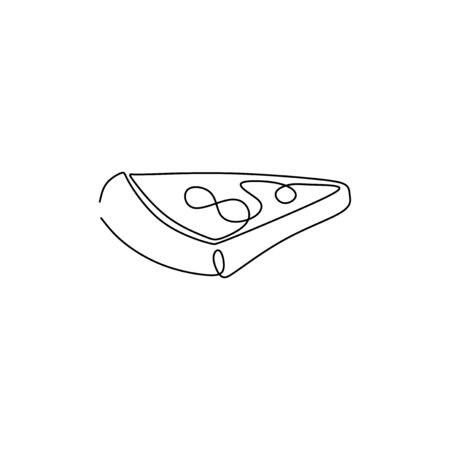 Continuous one line drawing of pizza junk food minimalism design vector illustrationのイラスト素材