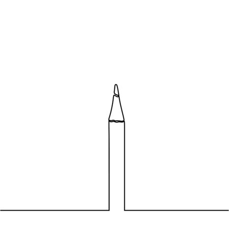 Continuous one line drawing of pencil art. Minimalism vector illustration isolated on white background.のイラスト素材