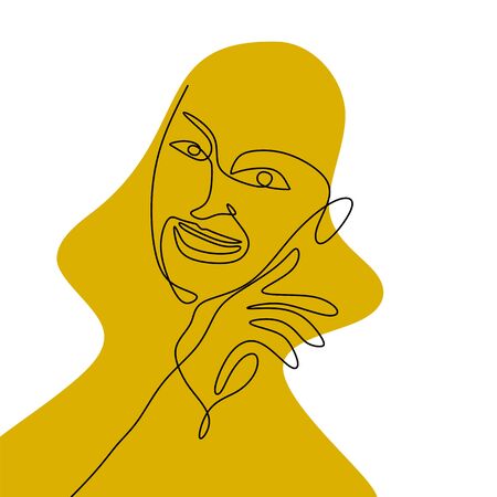 abstract face one line drawing. Portrait minimalistic styleのイラスト素材