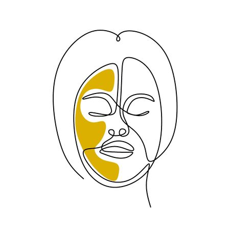 abstract face one line drawing. Portrait minimalistic styleのイラスト素材