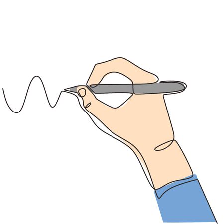 Hand writing one line drawing minimalism vector continuous single hand drawn.のイラスト素材