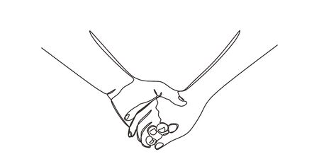 Continuous one line drawing of holding hands. Couple romantic theme symbol and sign.のイラスト素材