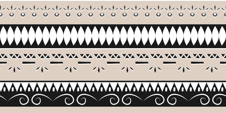 Trendy ethnic tribal seamless pattern illustration with geometric hand drawn stripes ikat motif batik background multicolor for fashion textile print and wrapping.のイラスト素材