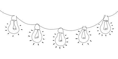 One line drawing of light bulb vector illustration minimalist design backgroundのイラスト素材