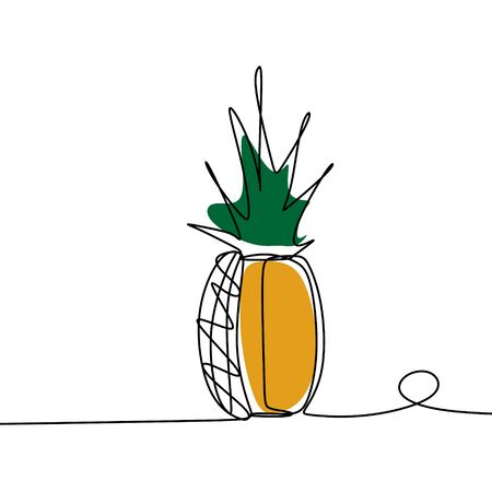 Pineapple continuous line art drawing  illustration minimalist designのイラスト素材