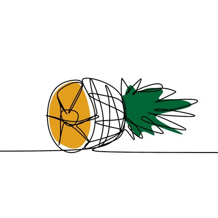 Pineapple continuous line art drawing  illustration minimalist designのイラスト素材