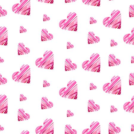 Heart symbol seamless pattern illustration feminine colors and cute drawing background with texturedのイラスト素材