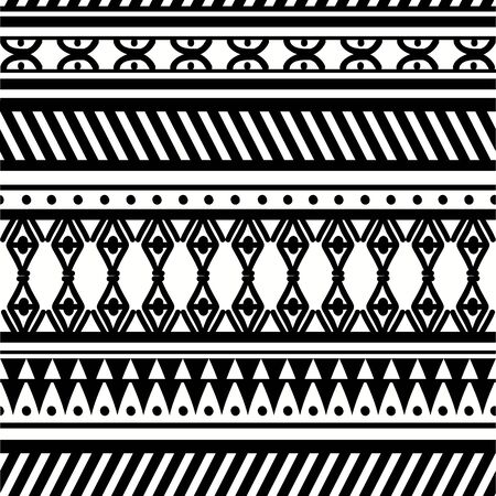 ancient maya tribal ethnic seamless pattern with black and white color illustration for fashion textile print and wrappingのイラスト素材