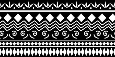 Ethnic seamless pattern black and white colors with geometric symbol ancient drawing background for fashion textile print  illustration.のイラスト素材