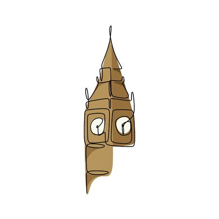 Big Ben clock tower continuous line drawing minimalist design vector illustrationのイラスト素材