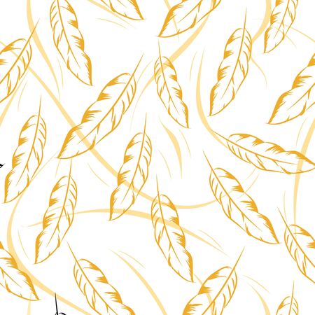 Bird feather boho chic style seamless backgroundのイラスト素材