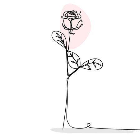 Continuous line drawing vector of rose flower romantic symbol minimal design backgroundのイラスト素材