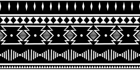 Ethnic seamless pattern black and white colors with geometric symbol ancient drawing background for...