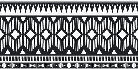 Ethnic seamless pattern black and white colors with geometric symbol ancient drawing background for fashion textile print illustration.のイラスト素材