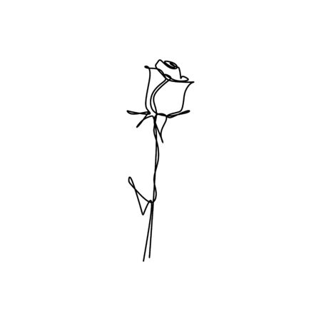 Continuous one line drawing  illustration of rose flower minimalist design minimalism conceptのイラスト素材