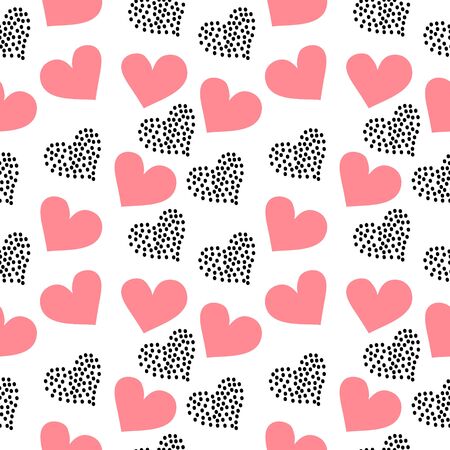 Heart symbol seamless pattern illustration feminine colors and cute drawing background unique style vintage designのイラスト素材