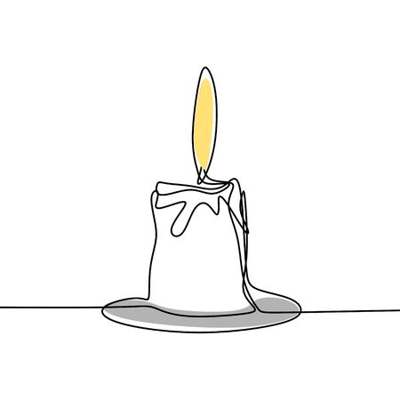 continuous one line drawing of candle burning and melting  illustrationのイラスト素材