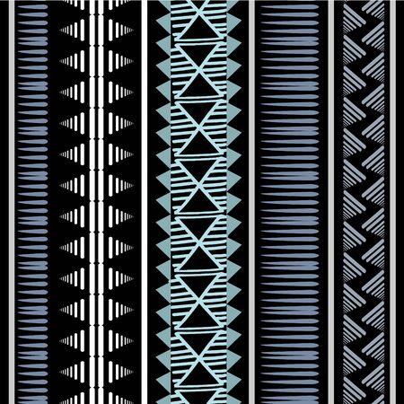 Bohemian tribal seamless pattern with hand drawn ethnic background colorful trendy abstract for fashion textile print. Maya stripes cultural symbol.のイラスト素材