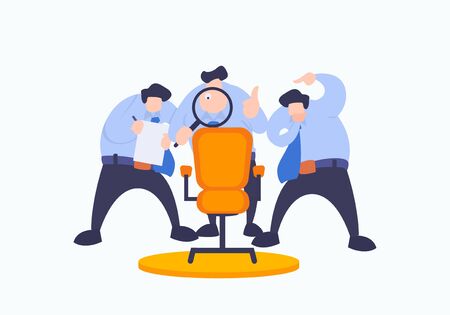 We're hiring concept. Flat design employment, recruitment and hiring. Job agency human resources. Job seekers, applicants for position and office chair.のイラスト素材