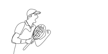 line drawings continue to be passionate about playing tennis.のイラスト素材