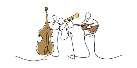 continuous line drawing of jazz music.のイラスト素材