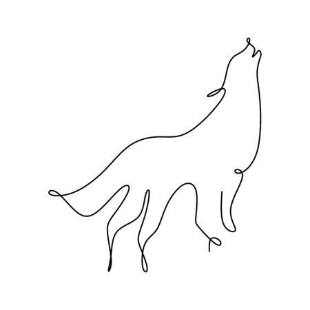 Continuous Line Drawing Of Wolf Animals With A Simple Design Royalty Free Vector Graphics
