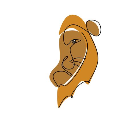 continuous line drawing of lion animals.のイラスト素材