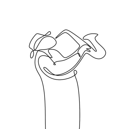 continuous line drawing of jazz music.のイラスト素材