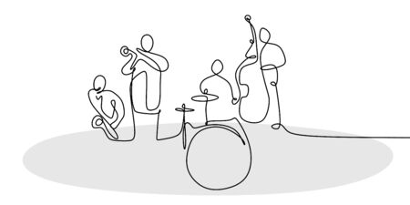 continuous line drawing of jazz music.のイラスト素材