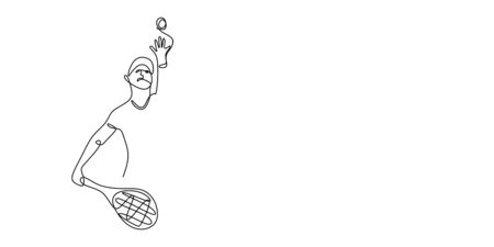 continuous line drawing of tennis sports.のイラスト素材