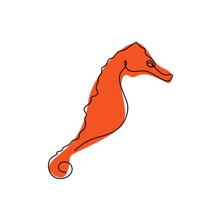 continuous line drawing of colored seahorses.のイラスト素材
