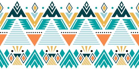 Creative ethnic style vector seamless pattern. Unique geometric vector colorful drawing. Perfect for screen background, site backdrop, wrapping paper, wallpaper, textile and surface design.のイラスト素材