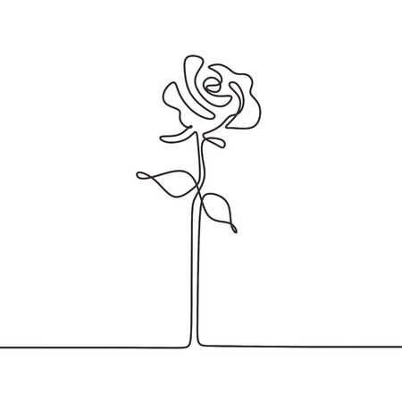 Rose continuous line drawing. Vector flower plant minimalism hand drawn.のイラスト素材