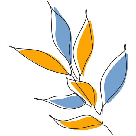 Leaf one line drawing. Minimalism leaves of tree botanical. Vector artwork nature theme.のイラスト素材