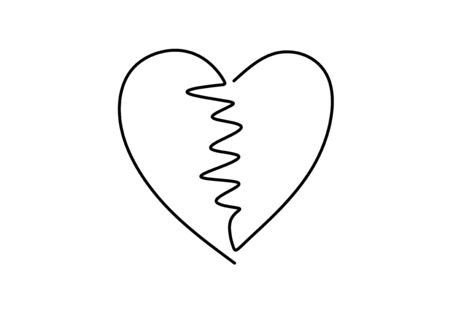Continuous line drawing of love heart sign. One hand drawn minimalism, vector illustration. Romantic and wedding symbol.のイラスト素材