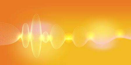 Abstract glowing wave background. Yellow and orange colors dynamic modern style with lights. Vector illustrationのイラスト素材