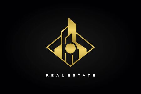 Abstract real estate, architect, property, and corporate minimalist icon design template vector illustrationのイラスト素材