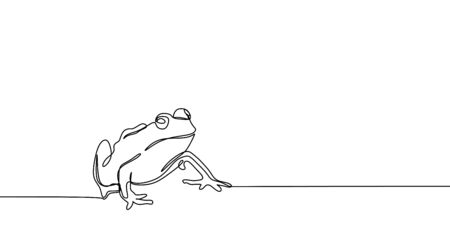 Frog one line art drawing vector illustration minimalist designのイラスト素材