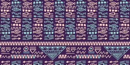Tribal ethnic pattern with doodle african motifs vector illustration for women fashion print.