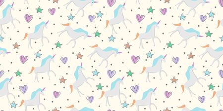 Cute hand drawn unicorn seamless pattern for kids and baby fashion textile printのイラスト素材