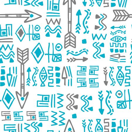 Ornament pattern with seamless hand drawn tribal ethnic background for fashion textile print vector illustrationのイラスト素材